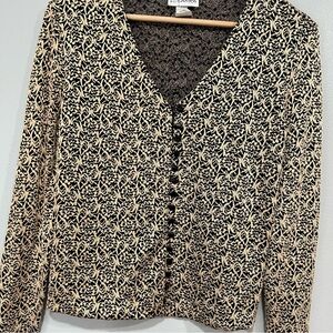 Y2K made In USA women long sleeve lace top size M